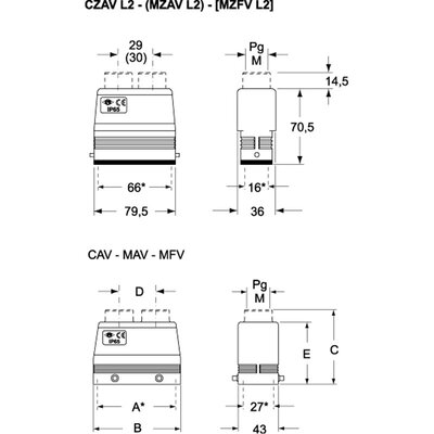 Obudowa wtyku, CZAV 25 L216 - schemat1