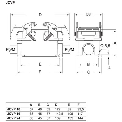 Obudowa gniazda, JCVP 24 - schemat1