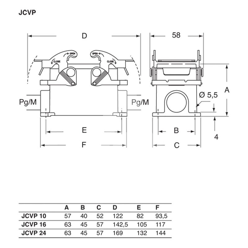 Obudowa gniazda, JCVP 24 - schemat1