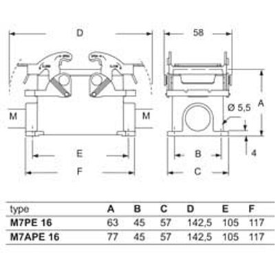 Obudowa gniazda, M7APE 16.32 - schemat1