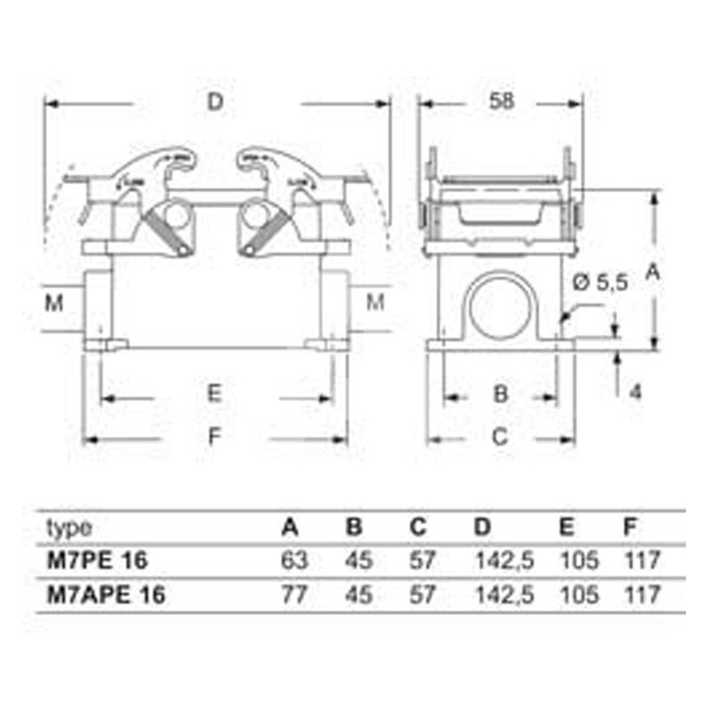 Obudowa gniazda, M7APE 16.232 - schemat1