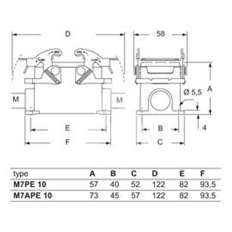 Obudowa gniazda, M7PE 10.20 - schemat1