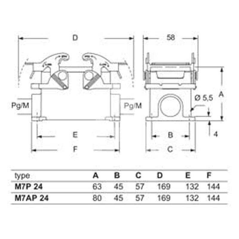 Obudowa gniazda, M7PE 24.225 - schemat1