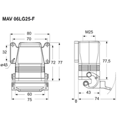 Obudowa gniazda, MAV 06LG25-F - schemat 1