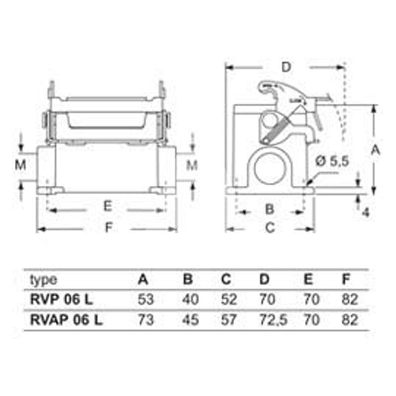 Obudowa gniazda, RVP 06 L220 - schemat1