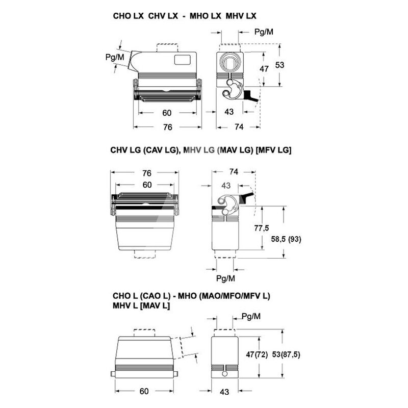Obudowa wtyku, C-TYPE, MAO 06 L25 - schemat seria
