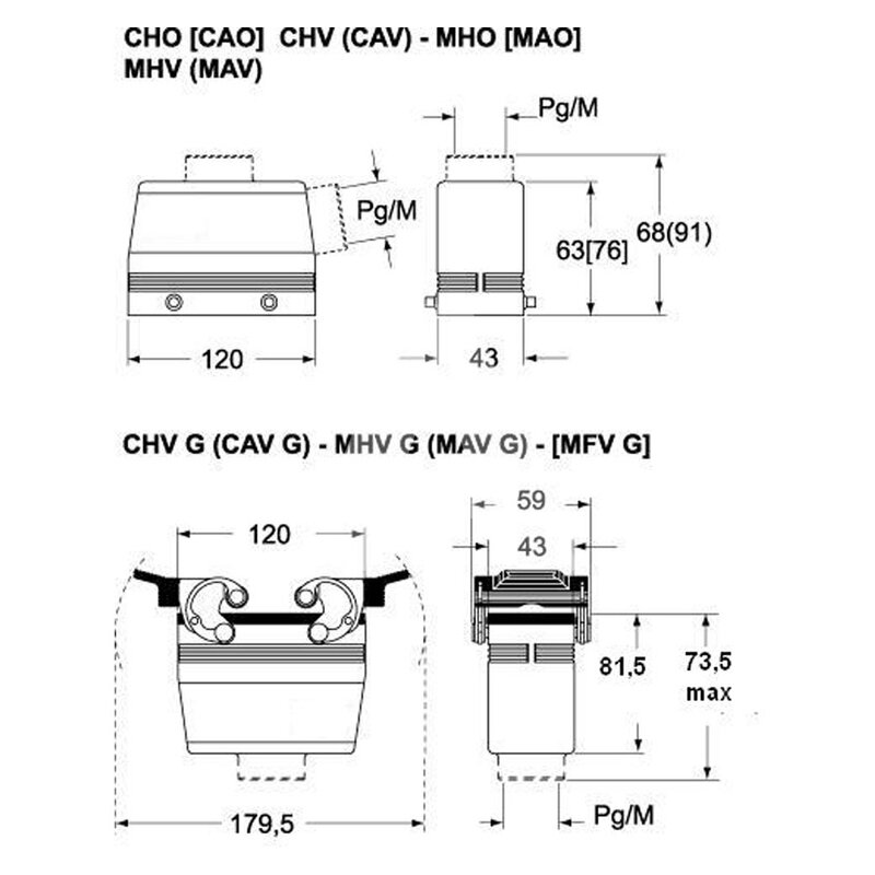 Obudowa wtyku, C-TYPE, MAV 24 G32 - schemat seria