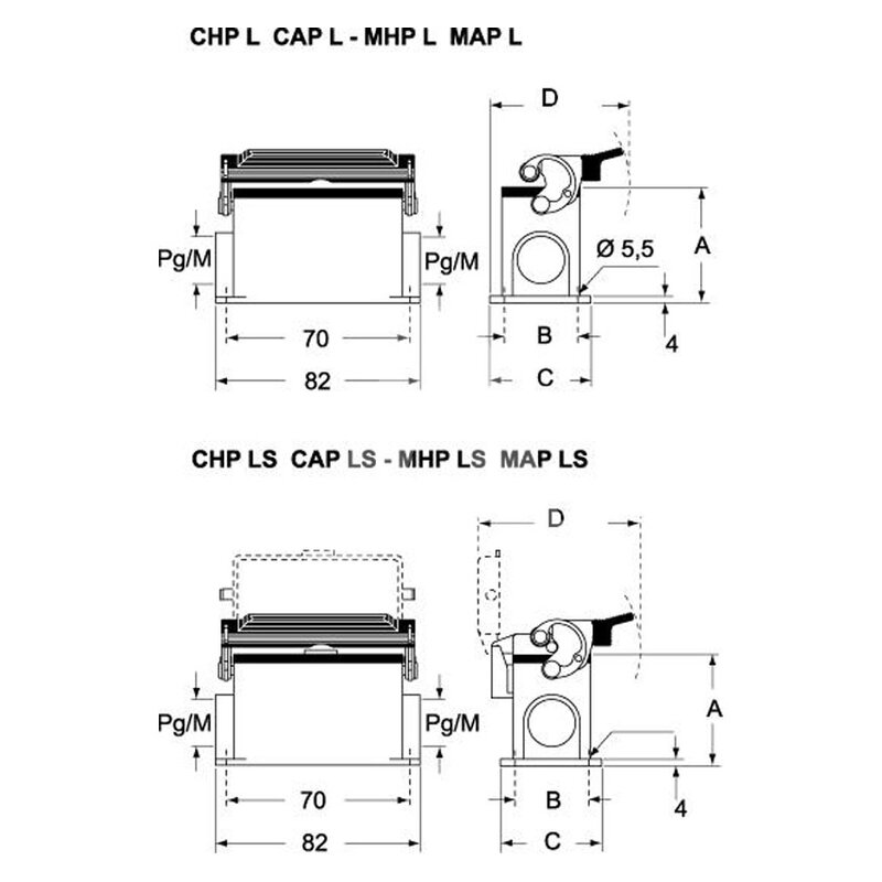Obudowa cokołowa, C-TYPE, MAP 06 LS32 - schemat seria