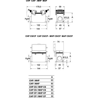 Obudowa cokołowa, C-TYPE, MAP 24 CS32 - schemat seria