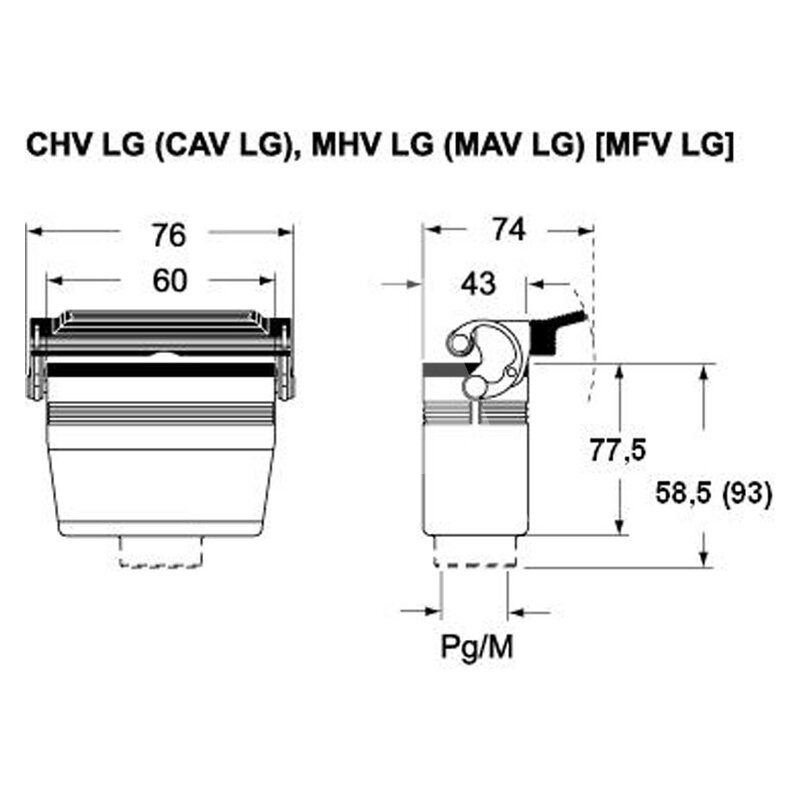 Obudowa wtyku, C-TYPE, MHV 06 LG25 - schemat 1
