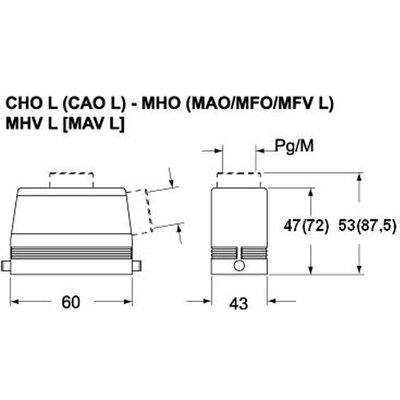 Obudowa wtyku, C-TYPE, MAO 06 L25 - schemat 1