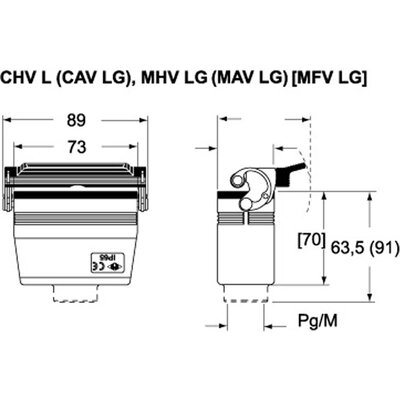 Obudowa wtyku, C-TYPE, MHV 10 LG25 - schemat 1