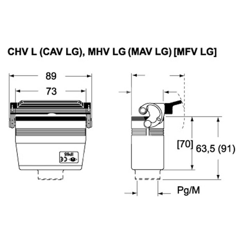 Obudowa wtyku, C-TYPE, MHV 10 LG25 - schemat 1
