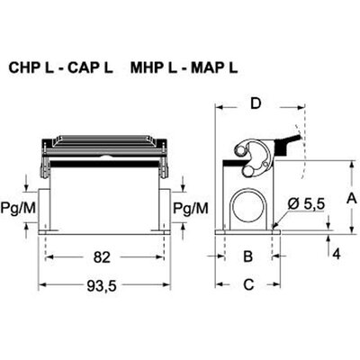 Obudowa cokołowa, C-TYPE, MAP 16 L32 - schemat 1