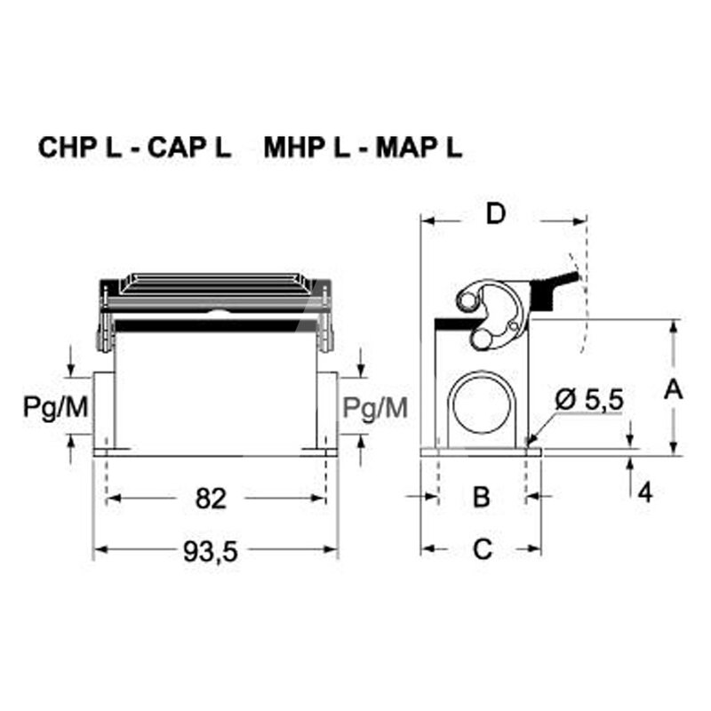 Obudowa cokołowa, C-TYPE, MAP 16 L32 - schemat 1