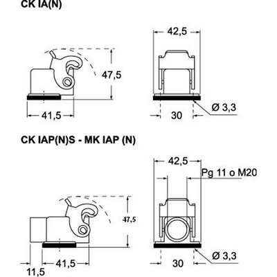 Obudowa cokołowa, CK, CK 03 IAPS - schemat seria