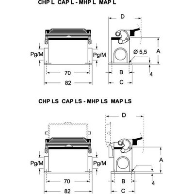 Obudowa cokołowa, C-TYPE, MHP 06 L20 - schemat seria