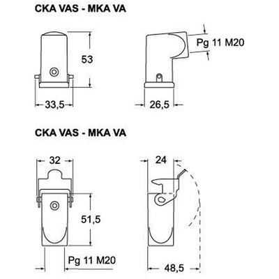 Obudowa wtyku, CK, MK VA20 - schemat 1