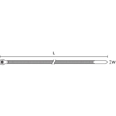 Opaska kablowa zewnętrznie ząbkowana, stabilizowana cieplnie, 118-05900 - schemat