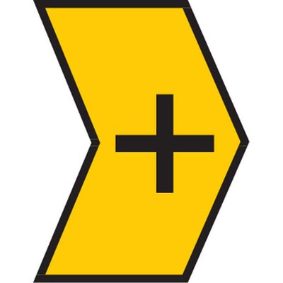 Oznacznik przewlekany, cięty, w kształcie strzałki, wstępnie zadrukowany, nadruk +, 515-01704