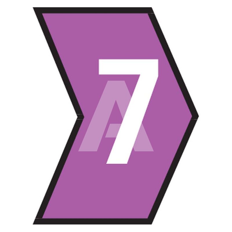 Oznacznik przewlekany, cięty, w kształcie strzałki, wstępnie zadrukowany, nadruk 7, 515-01677