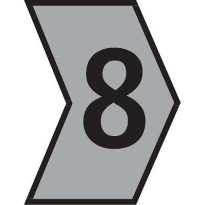 Oznacznik przewlekany, cięty, w kształcie strzałki, wstępnie zadrukowany, nadruk 8, 515-01688