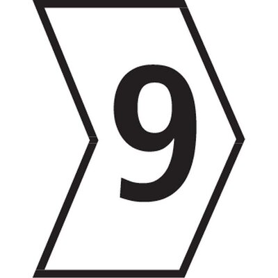 Oznacznik przewlekany, cięty, w kształcie strzałki, wstępnie zadrukowany 1-3 mm, kolor biały, nadruk 9, 515-01699
