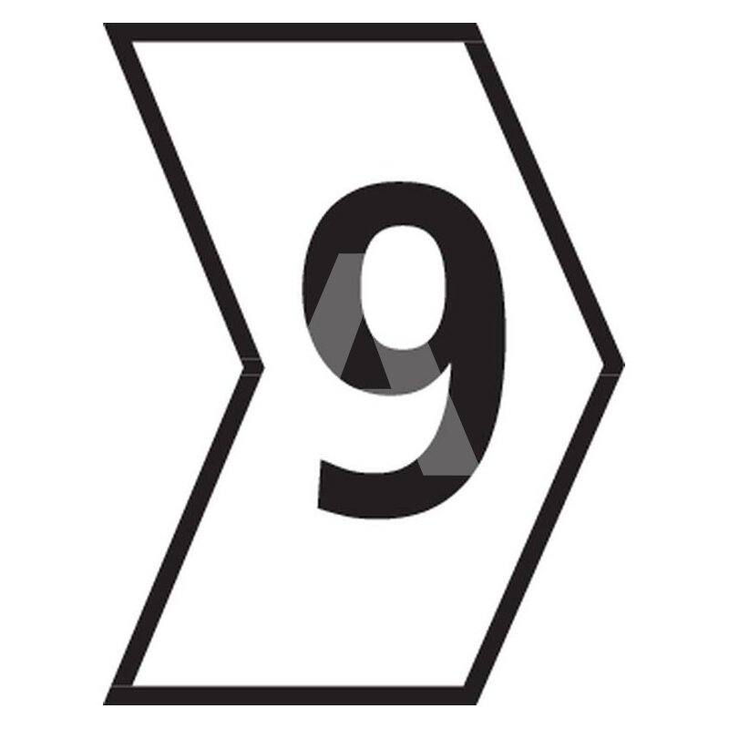 Oznacznik przewlekany, cięty, w kształcie strzałki, wstępnie zadrukowany 1-3 mm, kolor biały, nadruk 9, 515-01699