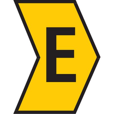 Oznacznik przewlekany, cięty, w kształcie strzałki, wstępnie zadrukowany, nadruk E, 515-01054