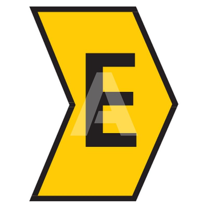 Oznacznik przewlekany, cięty, w kształcie strzałki, wstępnie zadrukowany, nadruk E, 515-01054