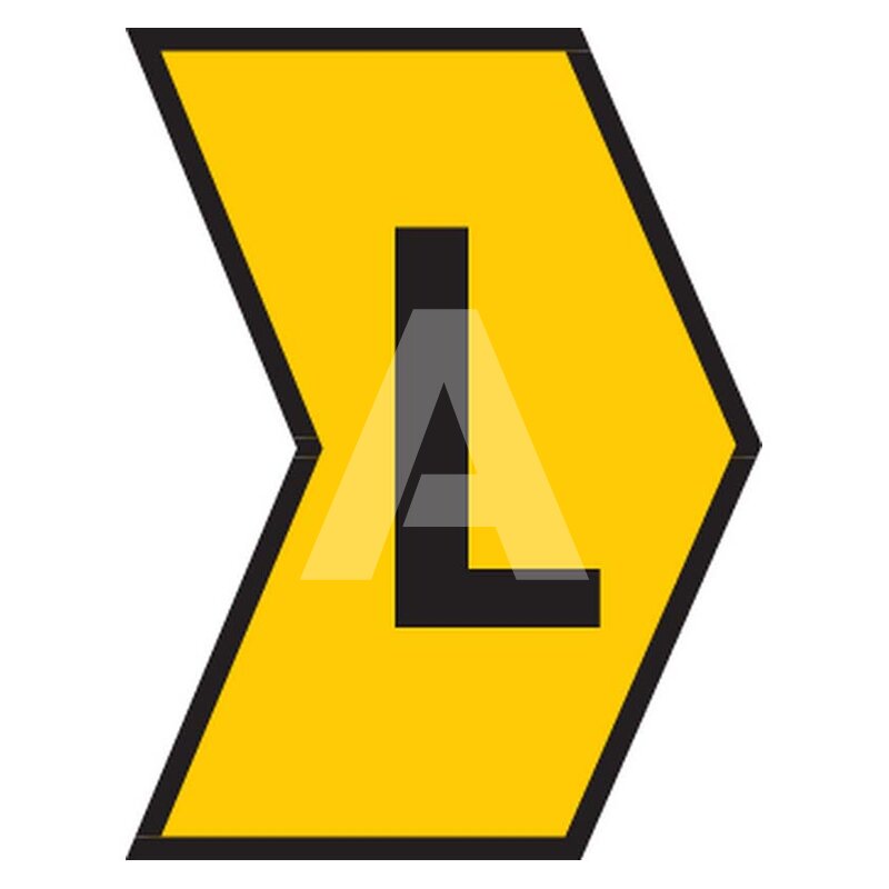 Oznacznik przewlekany, cięty, w kształcie strzałki, wstępnie zadrukowany,  nadruk L, 515-01124