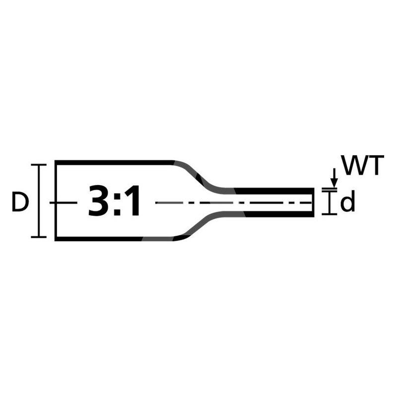 Oznacznik termokurczliwy w formie ciągłej rurki 3:1, czarny, 553-31852 - schemat