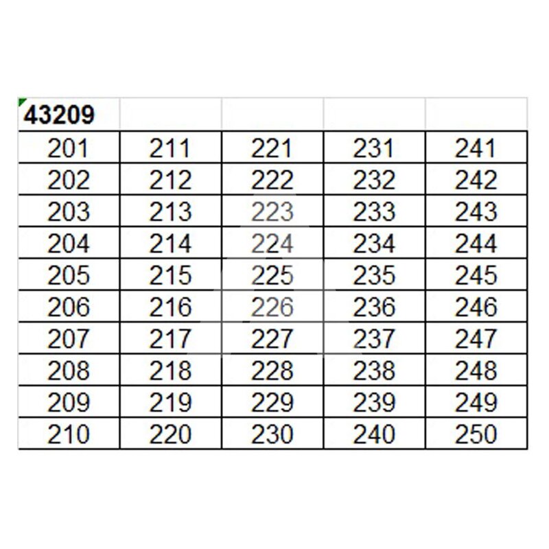 Oznacznik na złącze "201-250", 43209