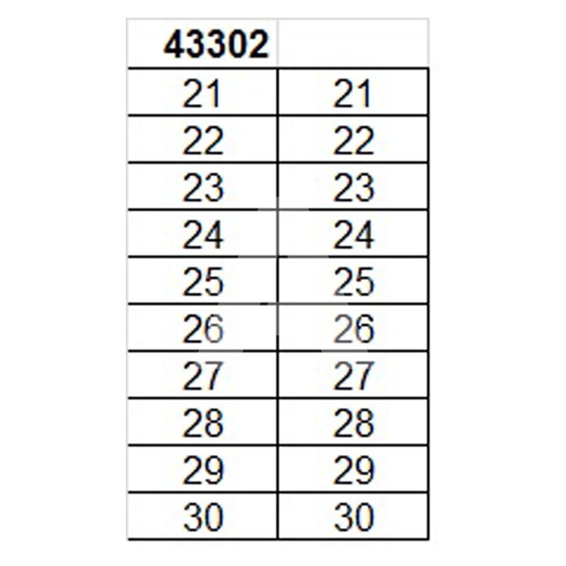 Oznacznik na złącze "21-30", 43302