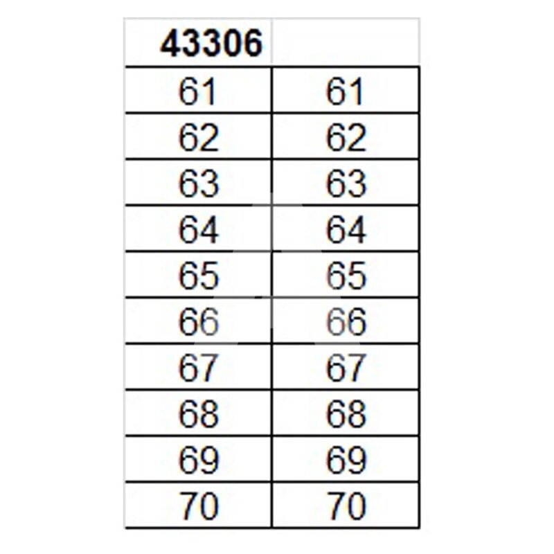 Oznacznik na złącze "61-70", 43306
