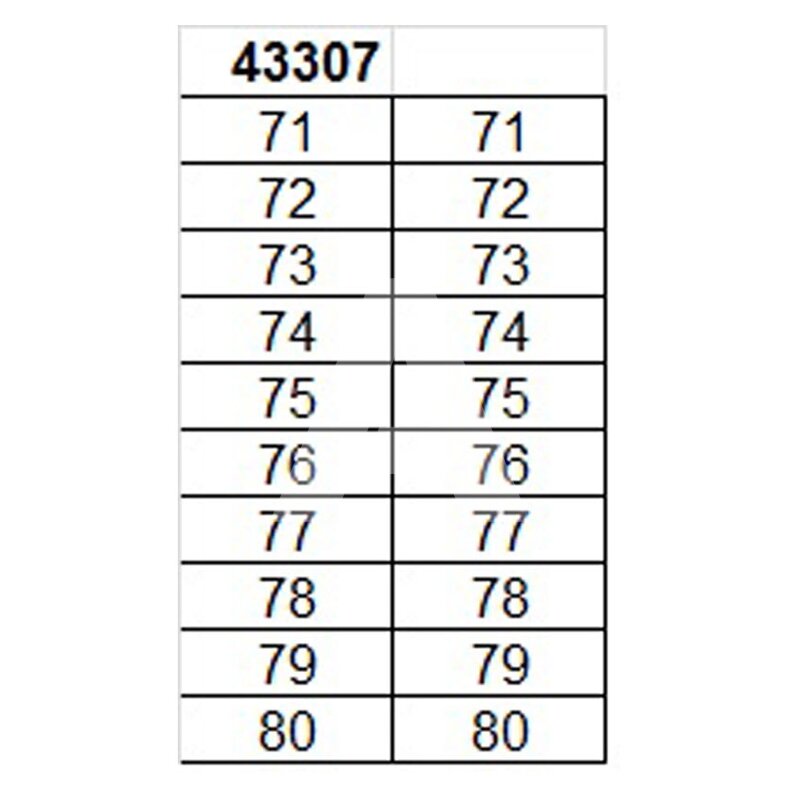 Oznacznik na złącze "71-80",  43307