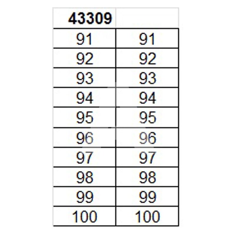 Oznacznik na złącze "91-100", 43309