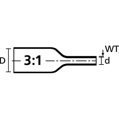 Oznacznik termokurczliwy w formie ciągłej rurki 3:1, czarny, 553-32452 - schemat