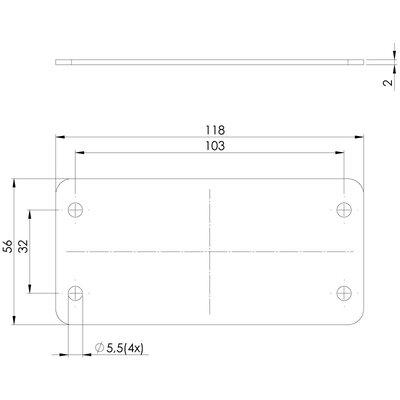Zaślepka metalowa BPM 16, 118x56x2 mm, 42025