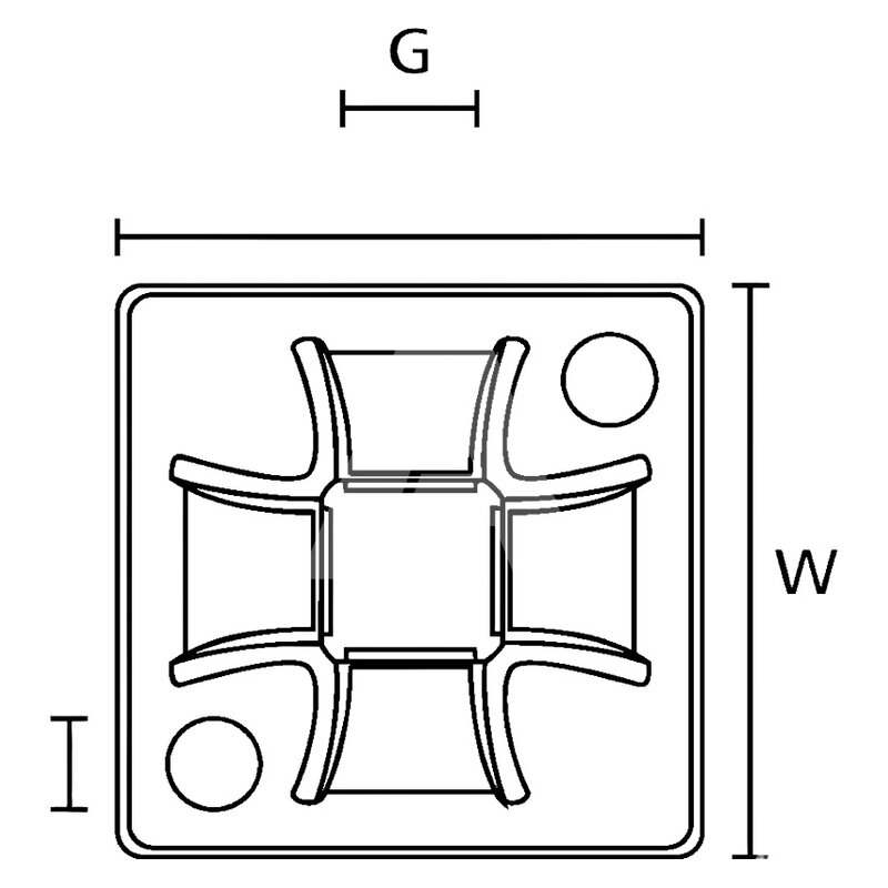 Element mocujący z klejem QM20APT-A, 20x20 mm do opasek kablowych, czarny, 151-02972 - schemat