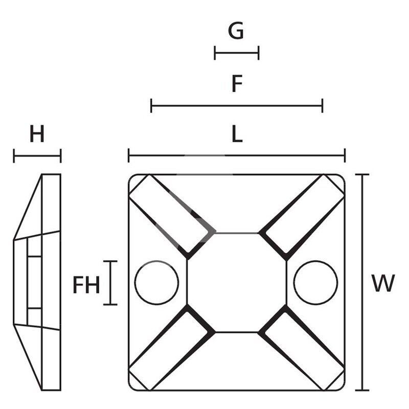 Element mocujący z cząstkami metalu, montowany na śrubę, PA66MP, 151-01170 - schemat