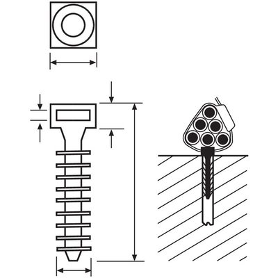 Element mocujący do opasek kablowych 44x12 mm, kolor czarny, 151-01277 - schemat