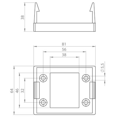 Rama montażowa zatrzaskowa KEL-SNAP-B, 42038 - schemat