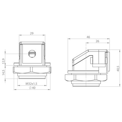 Dławnica kablowa dzielona KVT 32-W90, 45406 - schemat