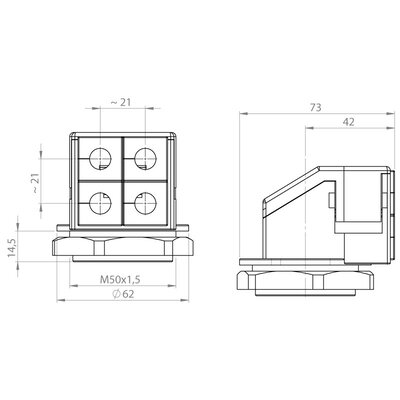 Dławnica kablowa dzielona KVT 50-W90, 45424 - schemat