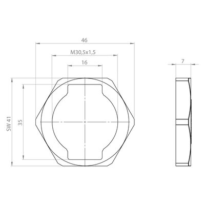 Nakrętka do złączy SUB-D9, KGM, KGM-SUB-D9 gy, gwint M32x1,5, 45105