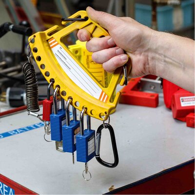 System wieszania kłódek bezpieczeństwa i zawieszek LOTO, żółty, 148865 - zastosowanie 1