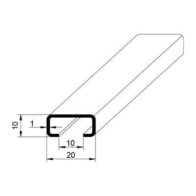 Szyna montażowa typu C20, 20x10, pełna, 2m, C2000WU