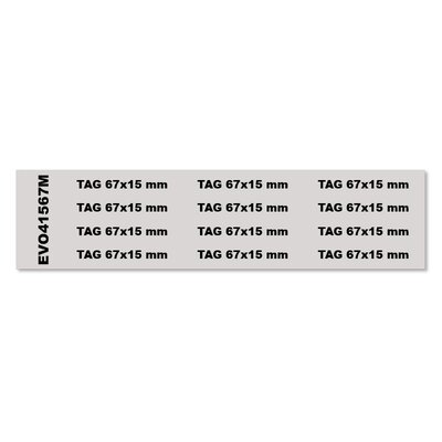 Tabliczki PVC do opisu lampek i przycisków, samoprzylepne, 15x67 mm, srebrne (99 szt.), EVO41567M