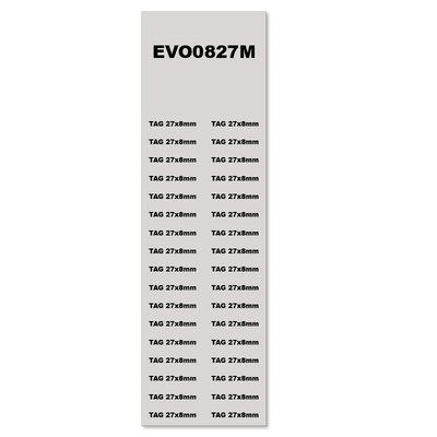 Tabliczki PVC do opisu lampek i przycisków, 8x27 mm, srebrne (440 szt.), EVO0827M